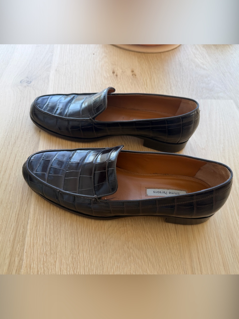 Emme Parsons - Danielle in Espresso Embossed Croc Loafers